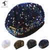Hat Women's Sequined Fashionable Warm Knitted Painter's Beret