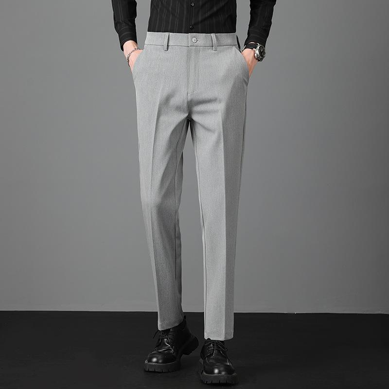 Light Luxury Winter Thick Color Spinning Men's Casual Pants Nine-point Young Men's Trousers Light Business Men's Pants