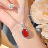 Luxury Heavy Duty Color Diamond Jewelry Set Pigeon Egg Pendant Necklace Red Ice Cut Earrings Purple Diamond Ring