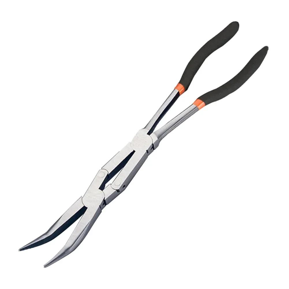Enhanced Long Reach Pliers Needle Nose Pliers Straight 45° 90° Bent Tips Auto Care Kit Car Accessories