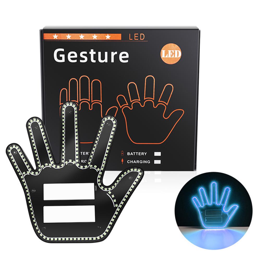 Hand Gesture Light for Car,Funny Gesture Finger Light for Car with Remote, LED Car Back Window Sign Car Gadgets
