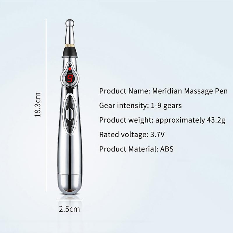 Electric Massage Pen Adjustable For Body Back Hand Massage Press And Relax Muscles, Charge Powered Silver