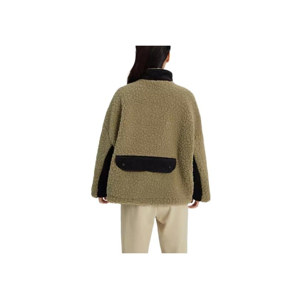 Adidas Originals Sherpa Mix W Logo Embroidered Spliced Lamb Fleece Stand Collar Jacket Women Jacket HY4256