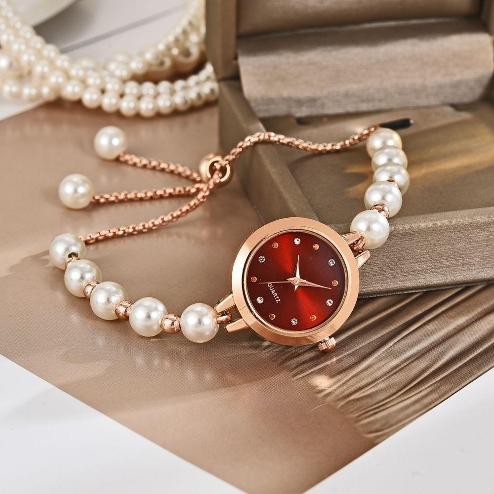 Adjustable Quartz Watch Precise Women's Watch Trendy Pearl Bracelet Watch  Birthday Gift