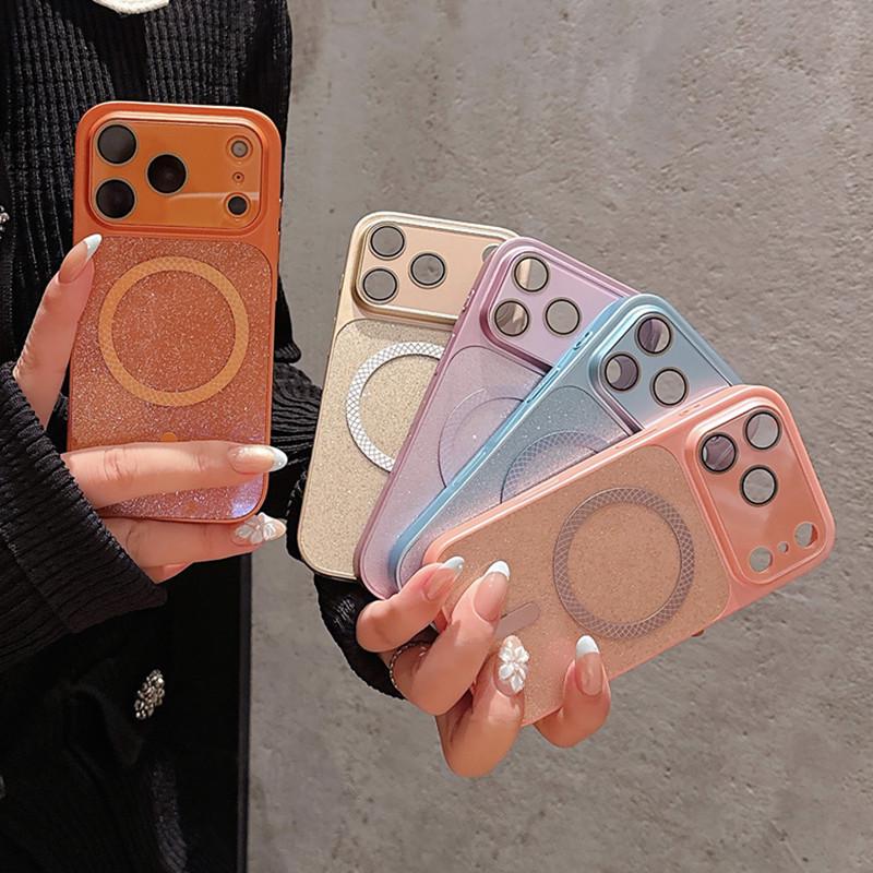 iPhone 16 Glitter Magnetic Case, Transforms to Apple 17 Pro Max Drop-Proof i15 Case, Ins Style