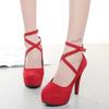 2025 Summer Outdoor Dress Ankle Strap Bukle Strap Women's Pumps Round Toe Thin Heel Shoes for Women High Heel Shallow Shoes