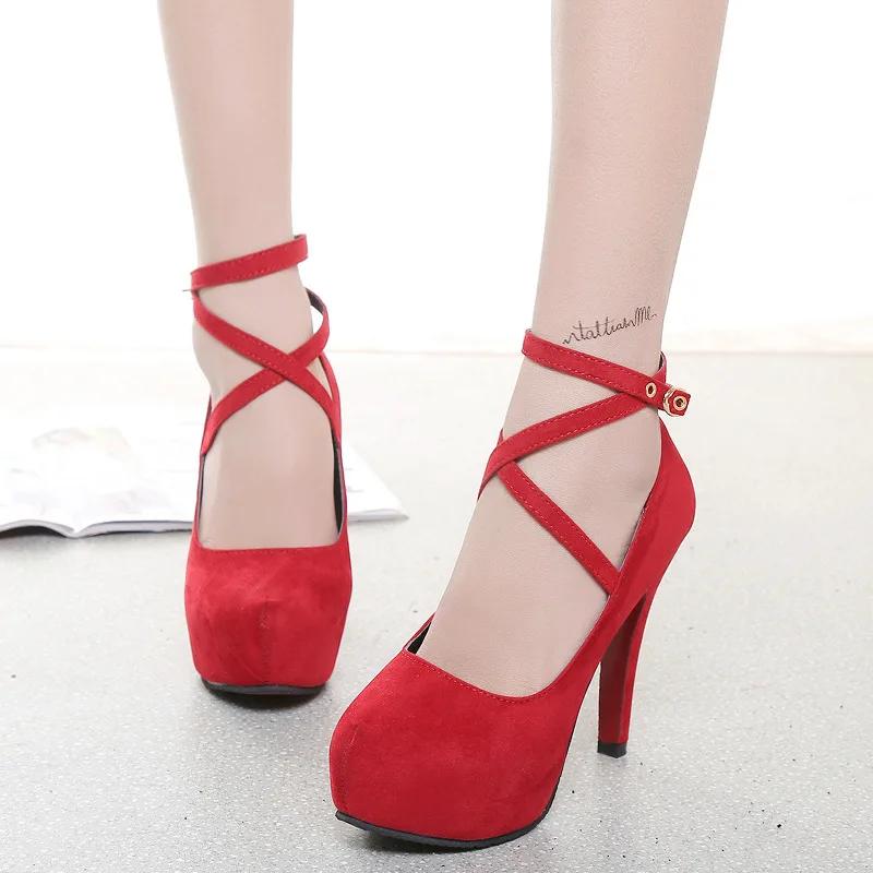 2025 Summer Outdoor Dress Ankle Strap Bukle Strap Women's Pumps Round Toe Thin Heel Shoes for Women High Heel Shallow Shoes