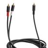 RCA Y Cable 1 RCA Male to 2 RCA Male Stereo Audio Cable Dual Shielded Gold Plated 6.5Ft Amplifier TV Mixer CD DVD