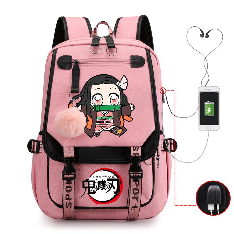 Ghost Annihilation Blade Grade 3-6 Junior High School Student High School Student School Bag Strap USB Multifunctional Backpack