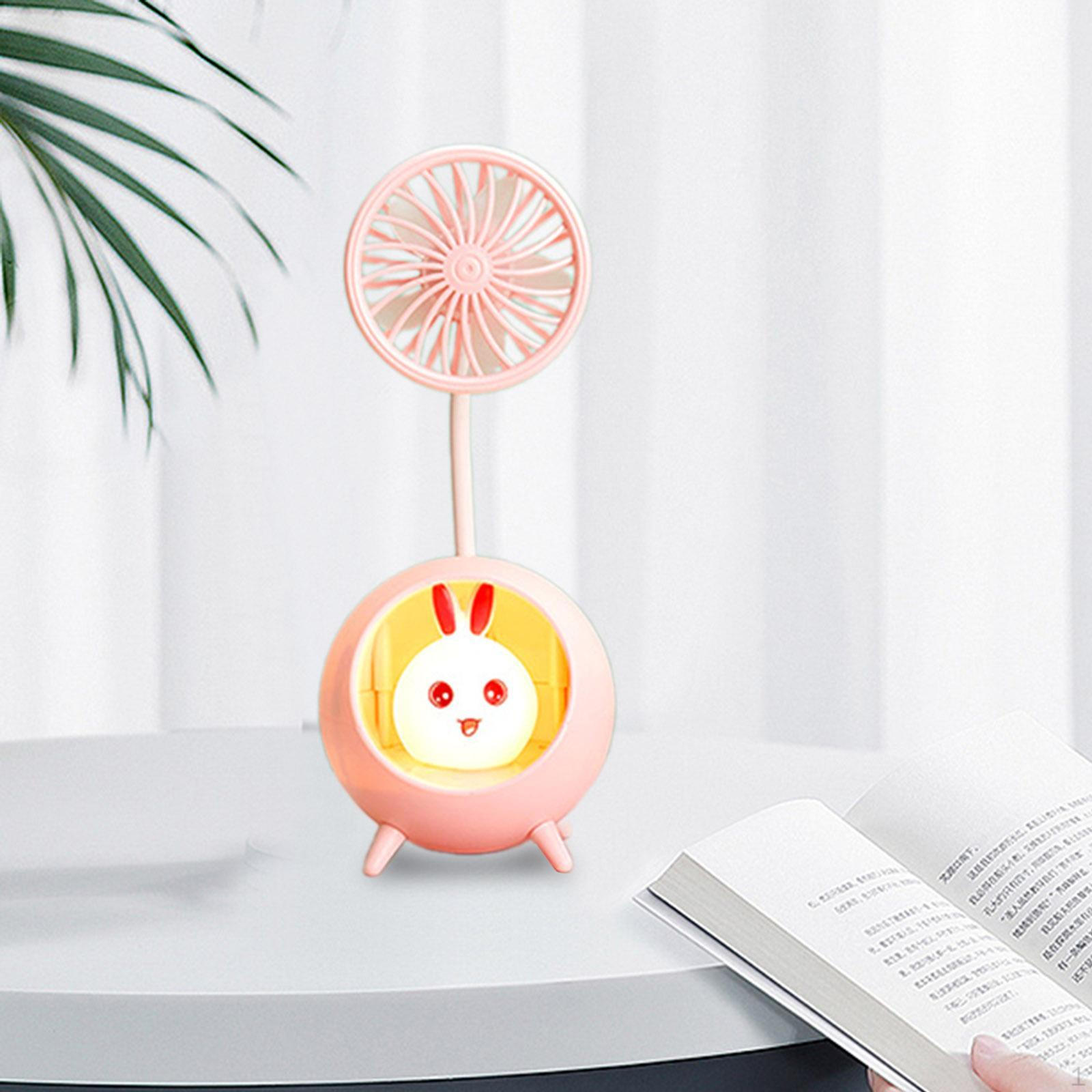 

Компактный портативный вентилятор с меняющей цвет подсветкой, перезаряжаемый, бесшумный для портативного охлаждения розовый