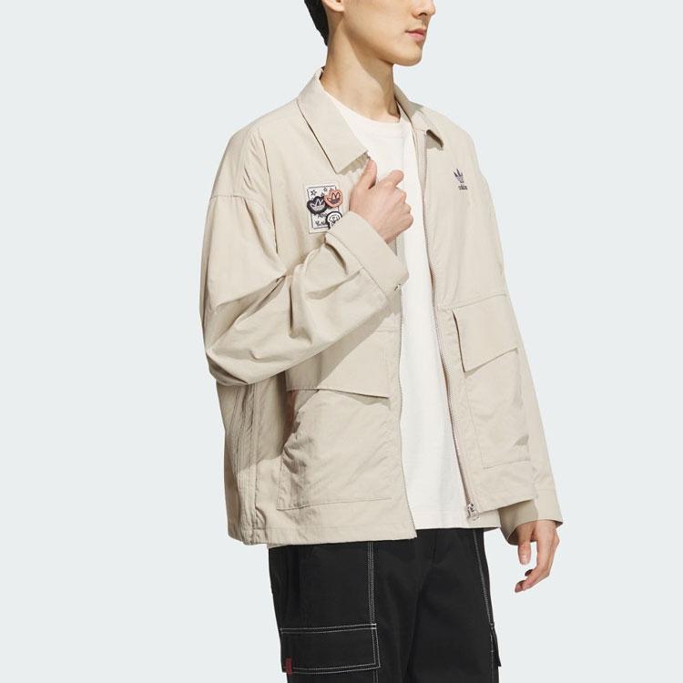 Adidas Originals X Changchangxiong Collaboration Nagaba Sportswear Ss23 Flap Pocket Logo Zipper Collar Jacket Men Jacket Beige IS0643
