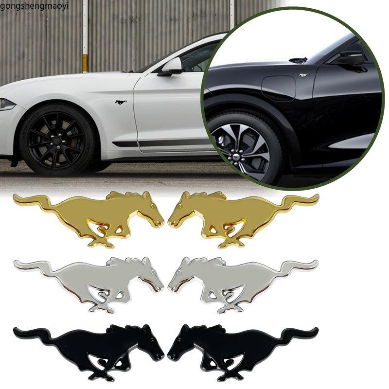 Car Styling 2 Pieces 3 D  Metal Stickers Horse Racing Logo Car Side Badge Trunk Decal Suitable for Ford Mustang Shelby GT 350 500 Cob