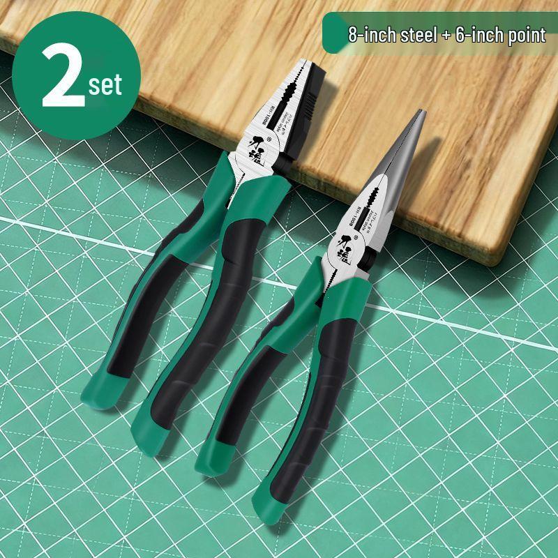 Three-Piece Industrial Grade Japanese Steel Pliers Set: Wire, Needle-Nose, and Diagonal Pliers for Electricians