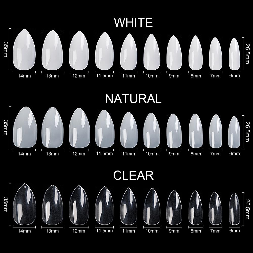 kads 500pcs/set White & Natural & Clear Nails French Stiletto Fake Nail Tips Full Cover Acrylic Artificial False Nail Tips