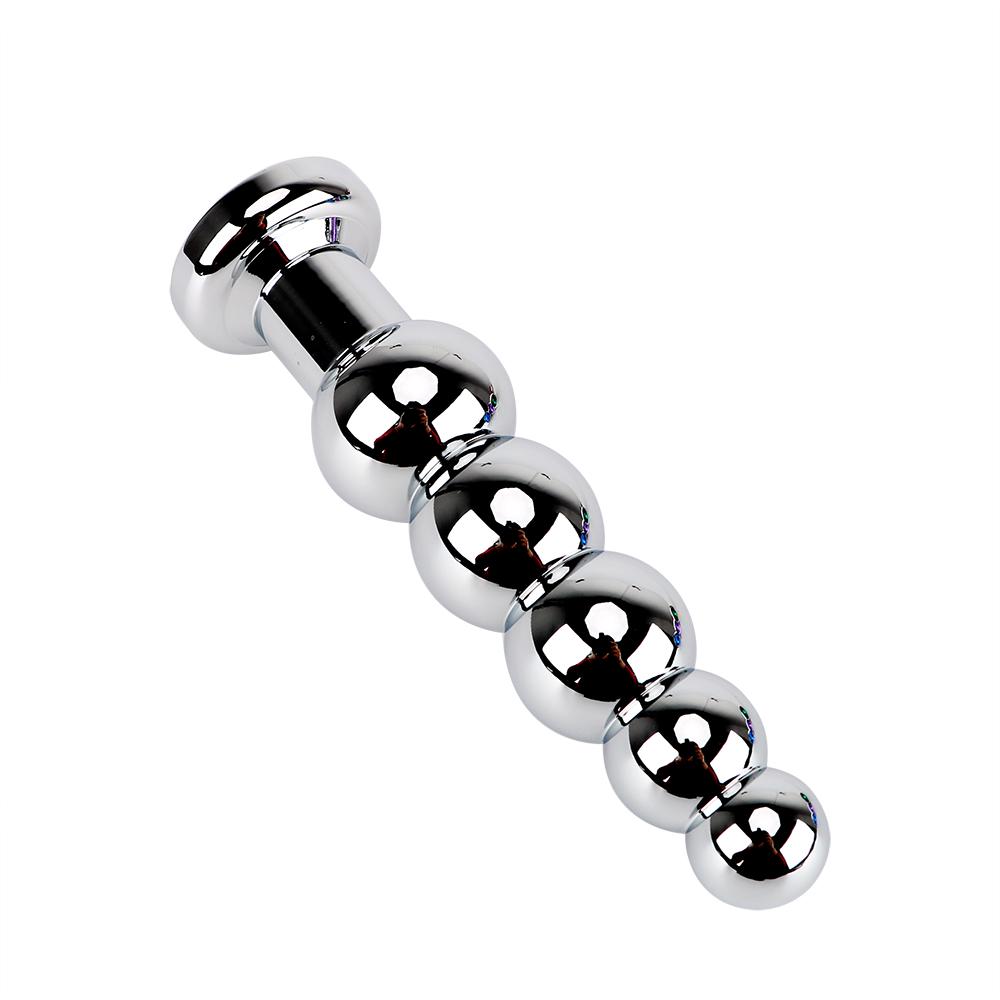 Stainless Steel Prostate Massage Butt Plug Heavy Anus Beads with 5 Balls Sex Toys for Men/ Women/Gay Metal Anal