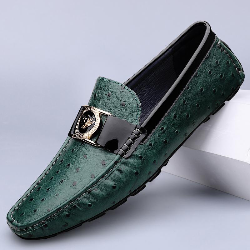 

Fashion Luxury Brand Men Business Shoes New Soft Walking Flats Men s All-match Loafers Genuine Leather Lightweight Mens Slip on Shoes 45 зелёный