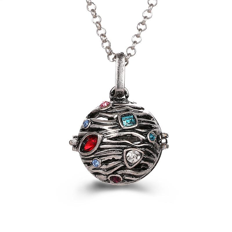 Mexico Chime Two-Color Feather Caller Locket Piano Ball Necklace Essential Oil Diffuser Perfume Musical Pendant New Jewelry