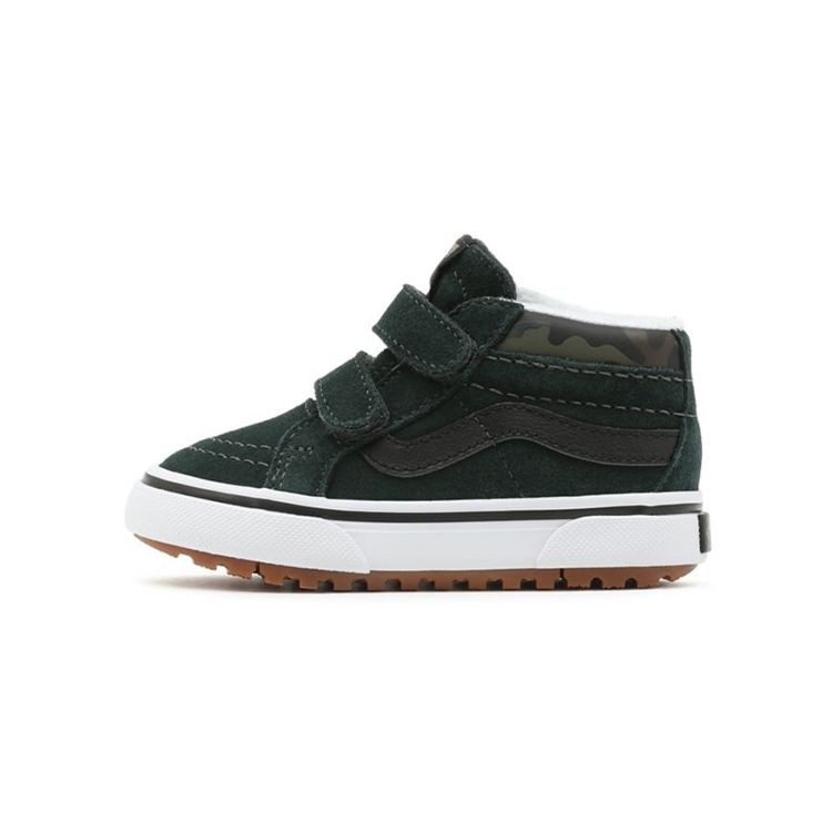 Vans Sk8 Reissue V Mte-1 Velcro Camouflage Casual Mid-Top Kids Skate Shoes Dark Green White Kids Sneakers VN0A5KRO6HW