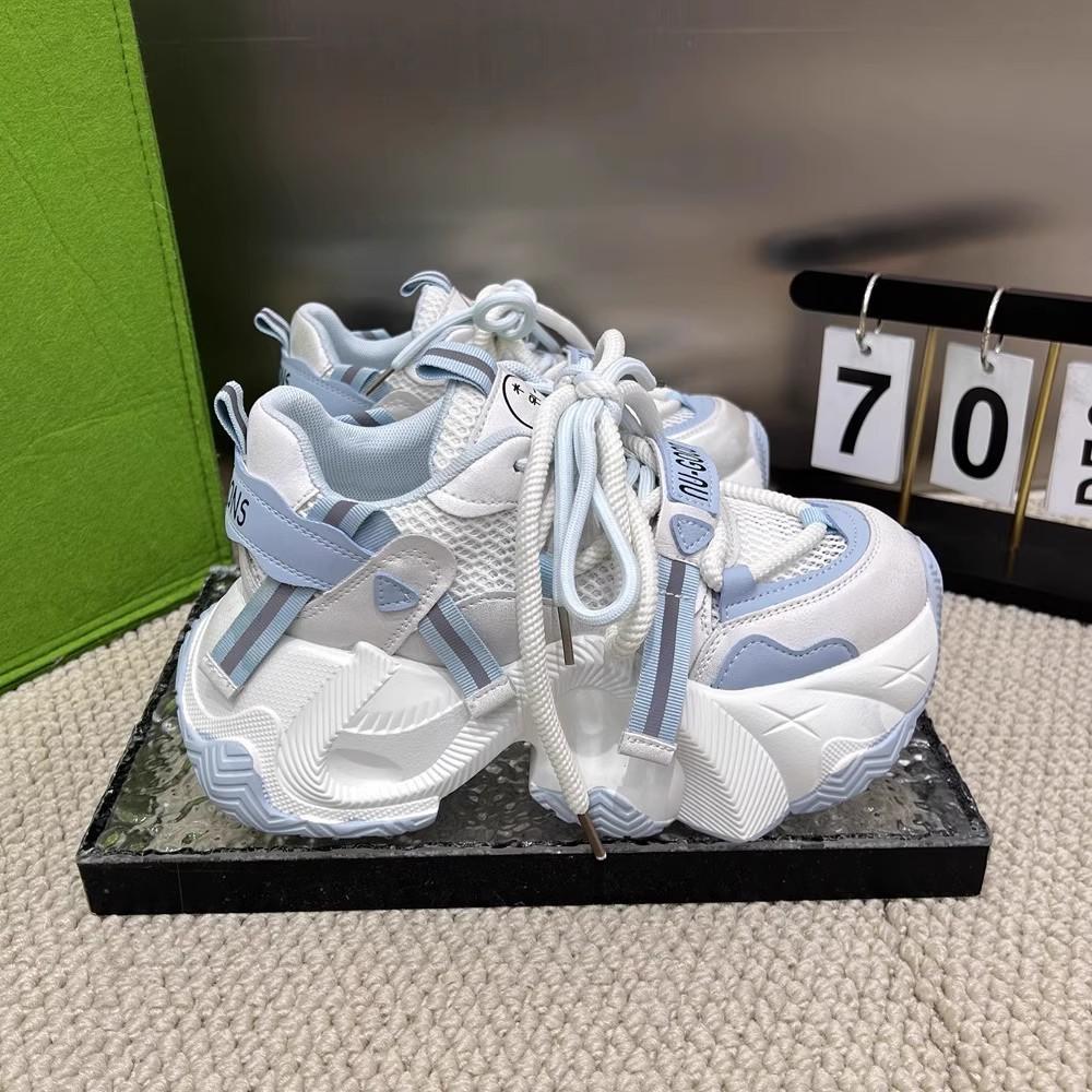 Cool Thick-soled Dad Shoes Women's Autumn New Mesh Breathable Heightened Feet Small Versatile Casual Sports Shoes