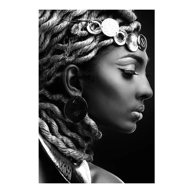 Afrikanische schwarze Frauen-Portrait-Kunst-Poster und Drucke auf Leinwand, Malerei, Make-up, weibliche Wandkunst, Bild für Wohnzimmer, Heimdekoration