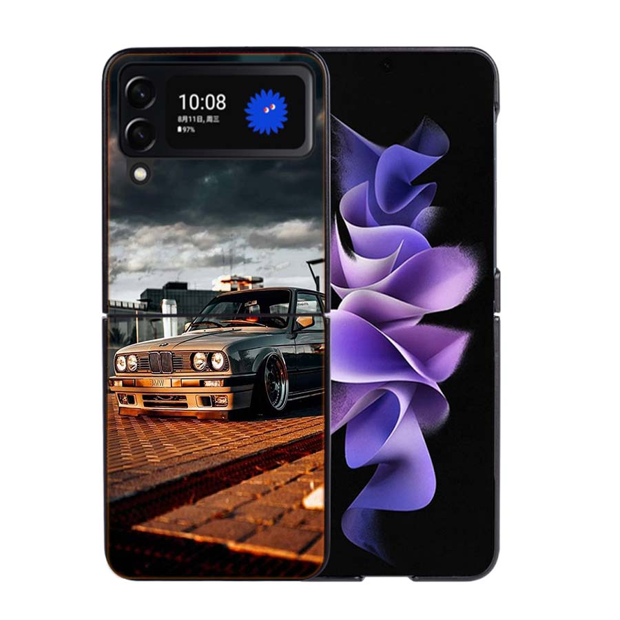 Car for B- Bmwes-S E30 Phone Case For Samsung Z Flip 7 6 5G Galaxy Z Flip4 Z Flip5 Z Flip3 Coque Black Hard PC Shell Protective