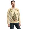 Men's Christmas Cotton Pullover Long Sleeve Outdoor Shirt Vintage Corduroy Button Stand Collar Shirt Casual Sweatshirt Christmas Print Top