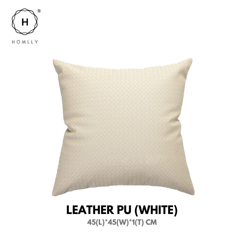 

Homlly Modern Decorative Black Pillow Cushion Cover Set (X2 PCS) Leather PU (White) X2