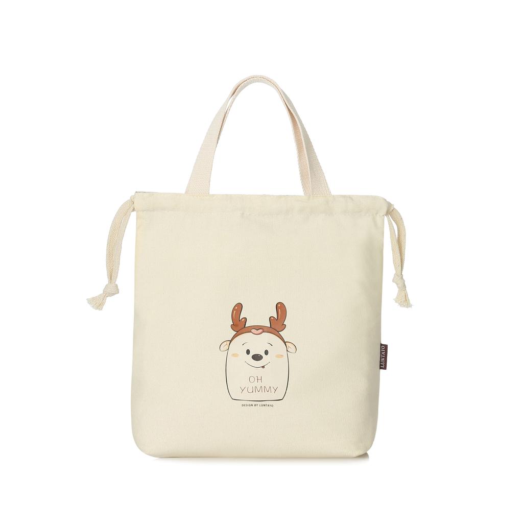Lunch Bento Tote Pouch Reusable Small Cute Lunch Bag with Drawstring Suitable for Girls Adults Women Work Beach Camping Picnic
