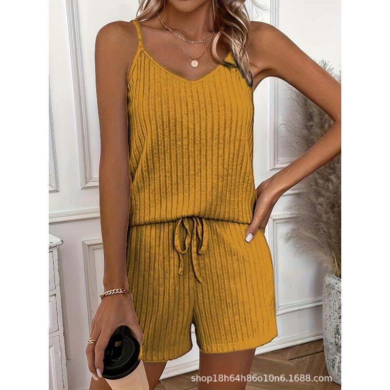 

Новий домашній одяг піжами майки модні повсякденні та зручні жіночі комплекти халтер S імбирний