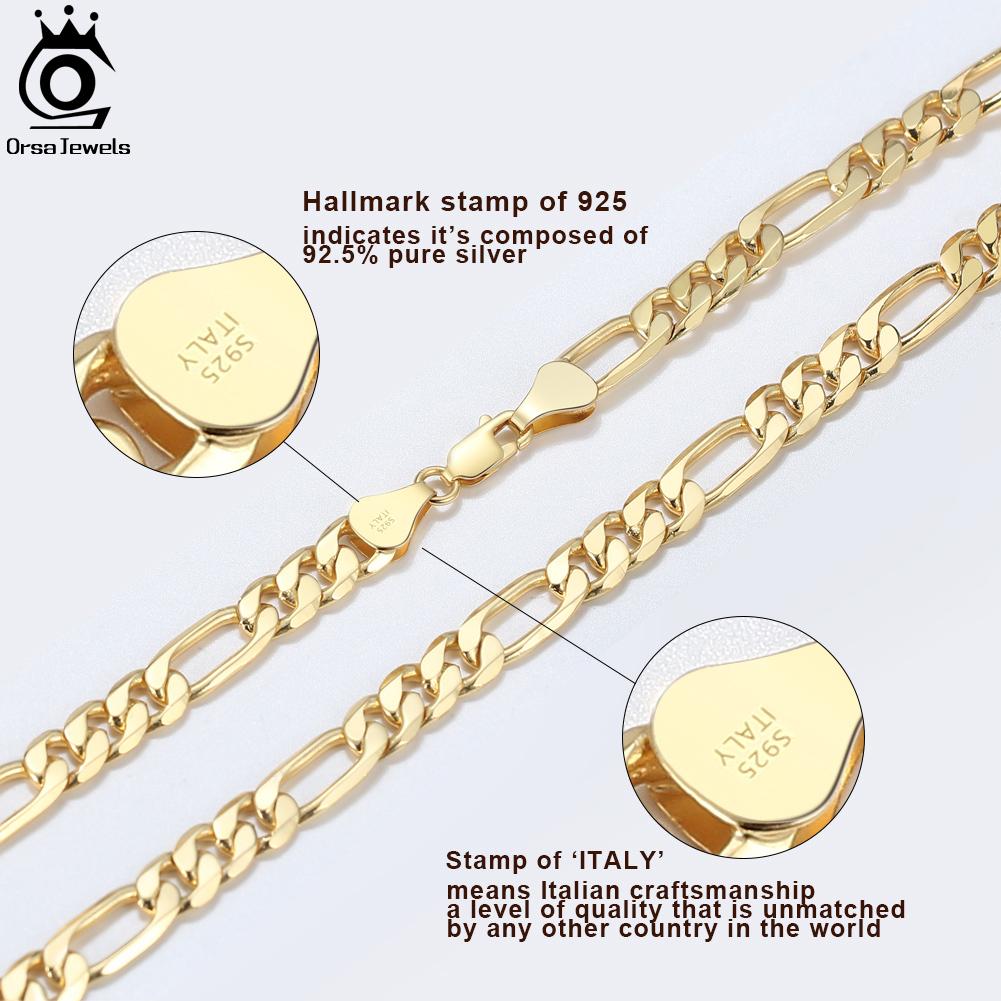 ORSA JEWELS Trendy pánský dámský řetízek Figaro 3,3/5/7 mm Figaro řetízek s diamantovým brusem Šperky ze stříbra 925 Party dárek OSC34