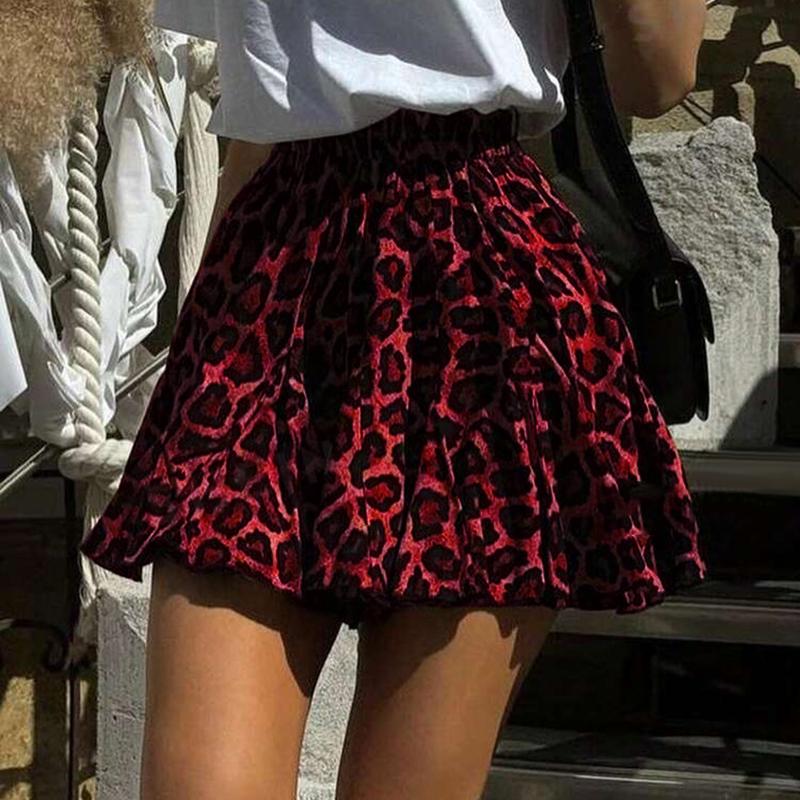 

VONDA Жіночі повсякденні вільні спідниці А-силуету з леопардовим принтом на талії 3XL червоний