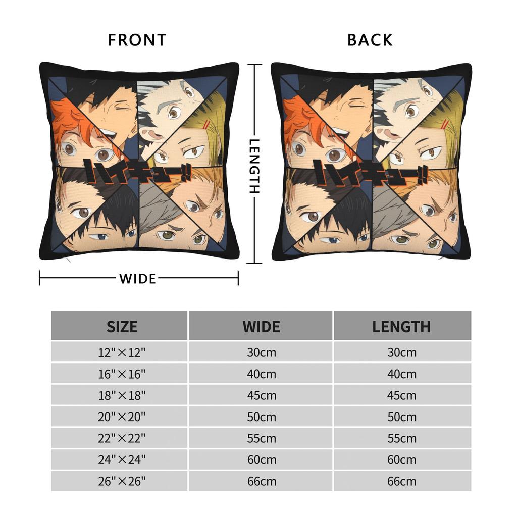 Haikyuu Square Pillow Case Polyester Cushions for Sofa Hinata Shoyo Vintage Cushion Covers