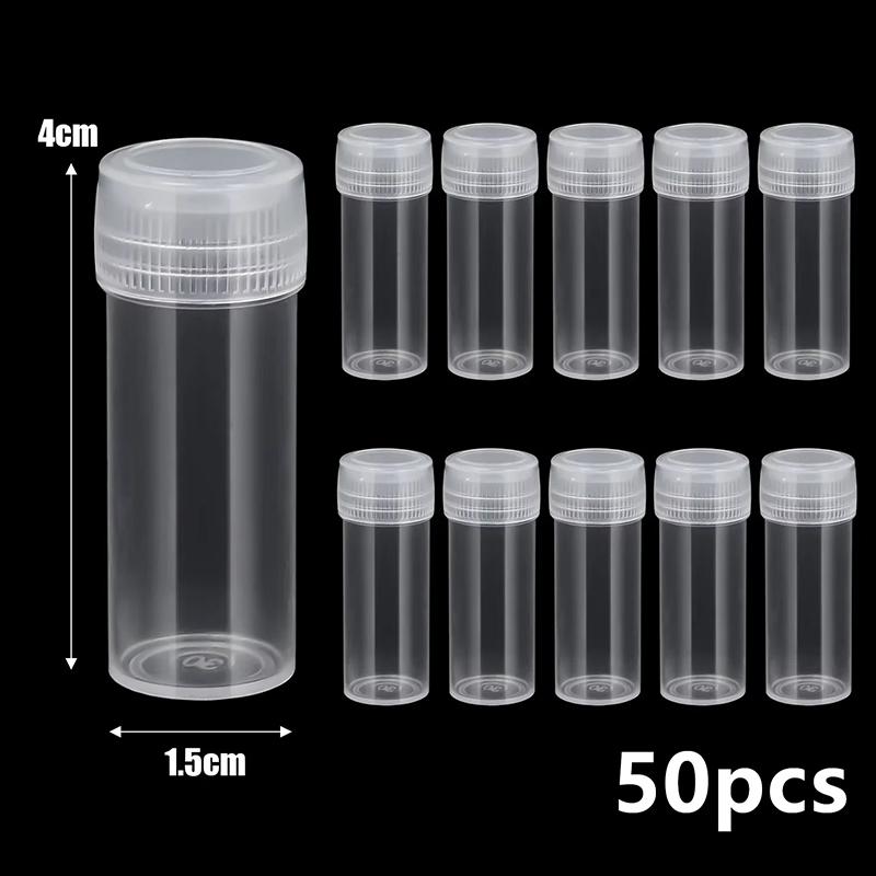 10/30/50/100Pcs Transparent Mini Plastic Vials Empty Leakproof Storage Bottles for Liquid Beads Sewing Pins Small Parts Organizer