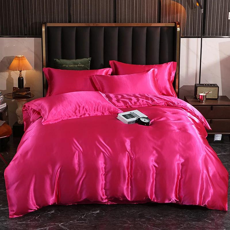 

Summer high-end light luxury silky smooth sleeping naked silk ice silk washed silk high-end 4-piece set Fitted Bed Sheet&1.5m bed 4pcs