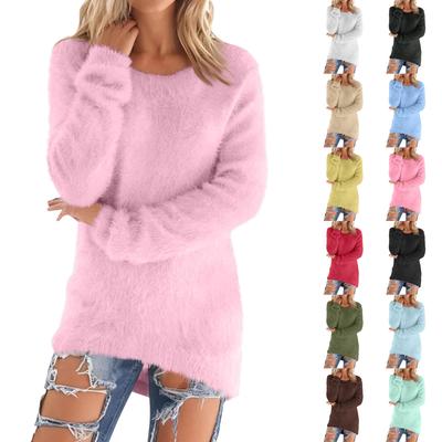 Womens Cute Sweaters Casual Crewneck Fleece Pullover Long Sleeve Thermal Soft Fuzzy Sweater Winter Clothes