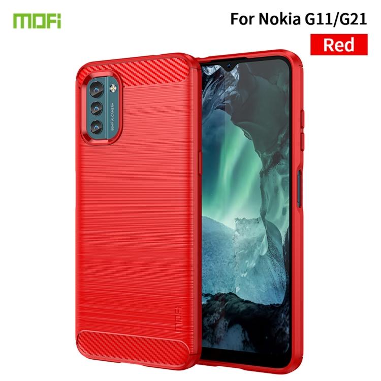 

For Nokia G11 / G21 MOFI Gentleness Series Brushed Texture Carbon Fiber Soft TPU Case For Nokia G11 / G21 червоний
