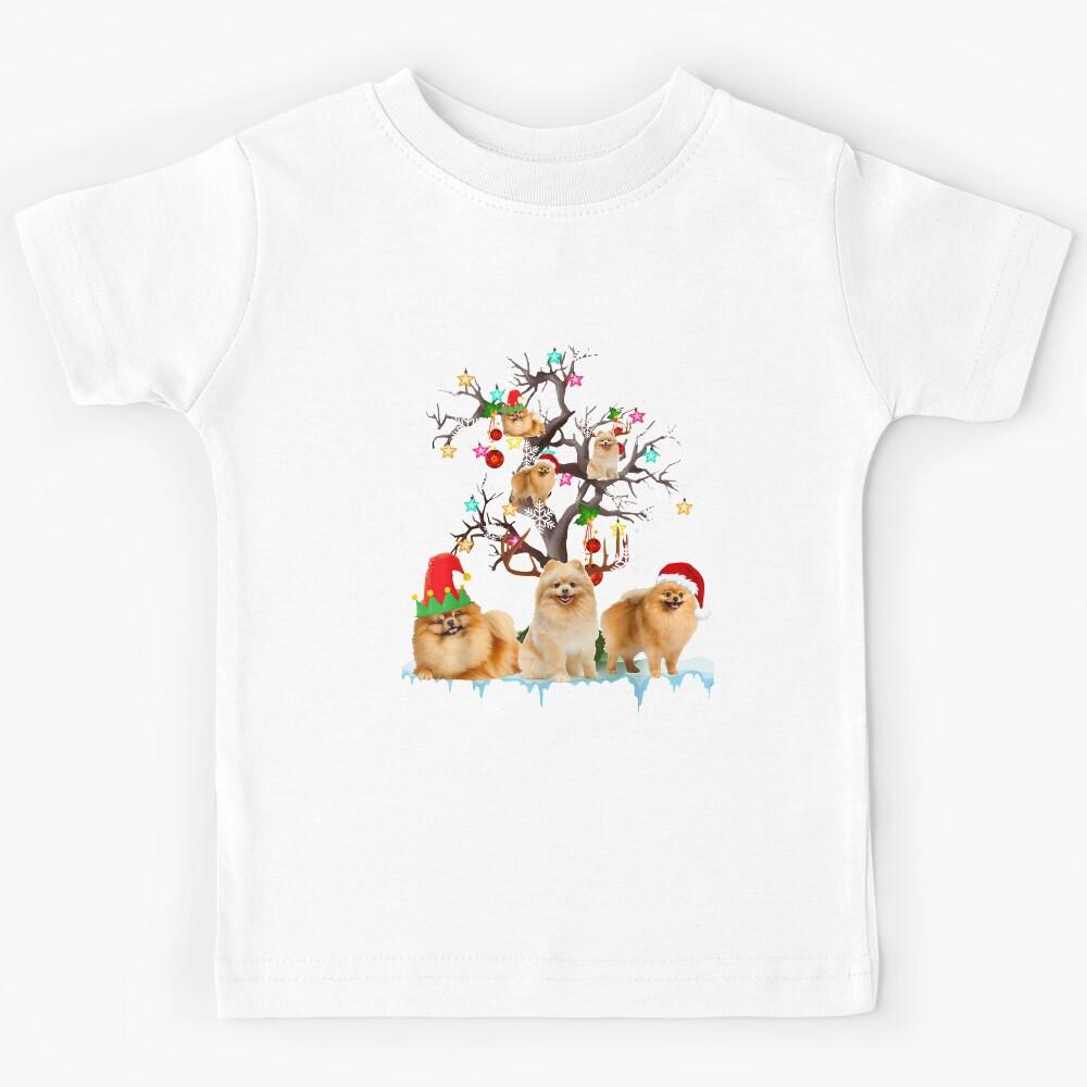 Christmas Pomeranian On Tree Santa Pomeranian Dog Lover Gift For Men and Women, Gift For Fans, Gift Christmas Day Kids T-Shirt 130