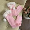 Lolitas Leg Warmers for Women Girls White Ball Knitted Leg Sleeves Winter Warm Ankle Heap Socks JK Uniform Foot Cover