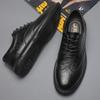 Fashion Spring and Autumn British Style Genuine Leather Shoes Mens Pointed Oxford Shoes Lace Up Business Formal Suit Paired Casual Shoes