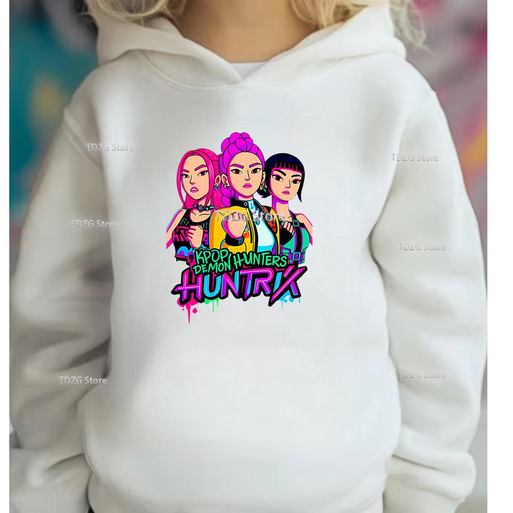 Autumn Single Girl Group KPop Demon Hunter Print Fashionable and Simple Sports Boy Girl Pullover Hoodie Children Clothing