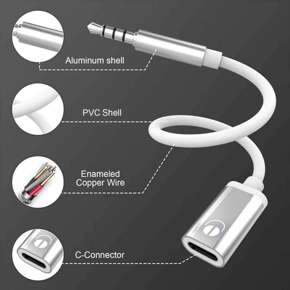 3,5mm samec na USB-C samice adaptérový kabel pro sluchátka, přenosný Aux kabelový konvertor, audio kabelový vodič