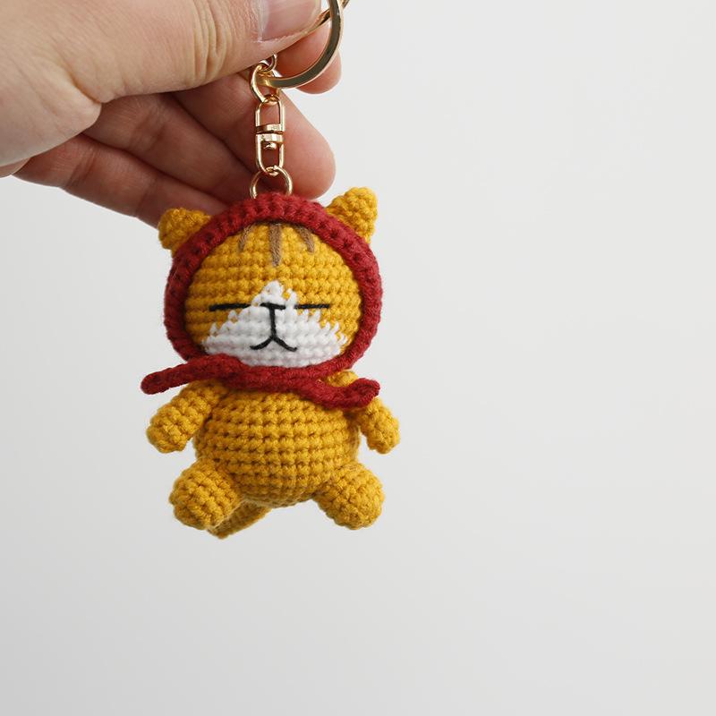 Handmaking Crochet Rabbit Doll Keychain For Gifts Cute Animal Doll Crochet Keychains Knitting Kitten Keyrings Custom