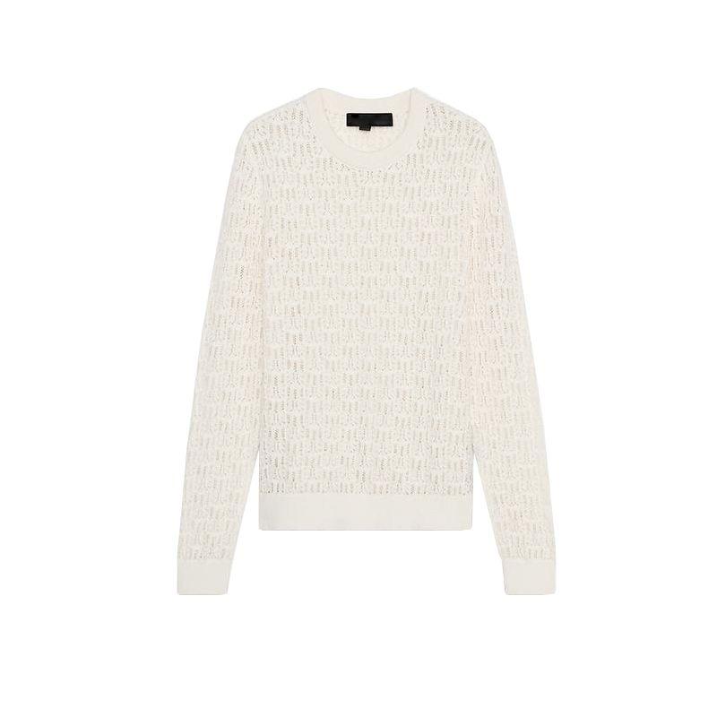 Spring New Women's Clothing Fashion Style Jacquard Mesh Long Sleeves Round Neck Cut Out Simple Knitwear 3471010