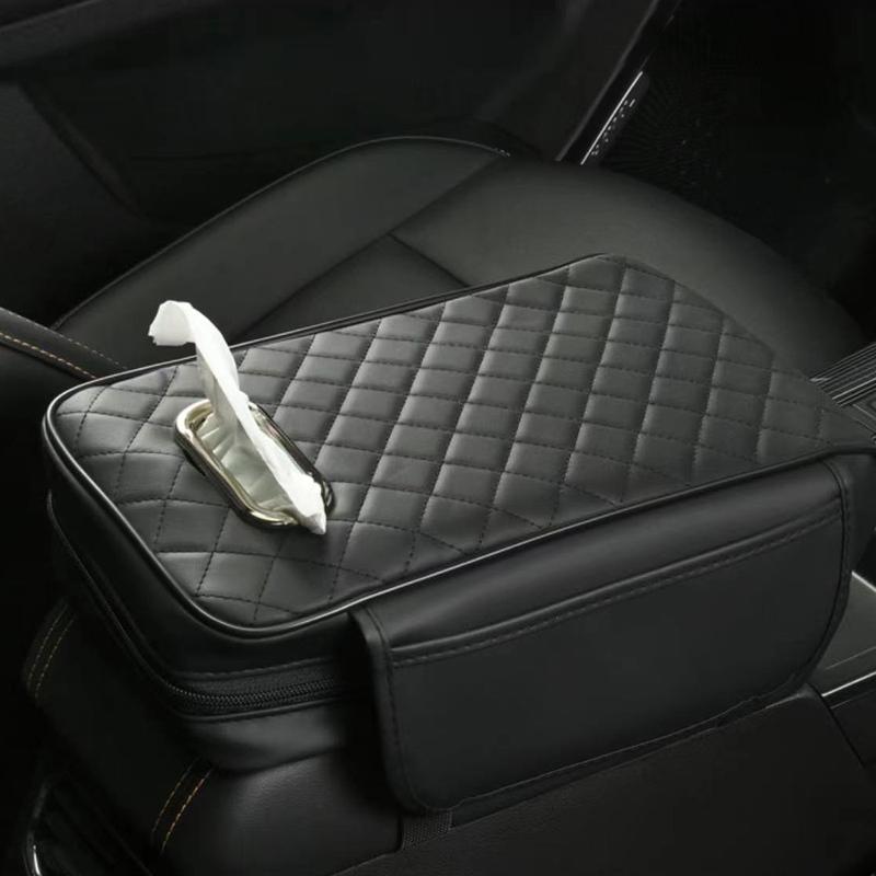 1pc Car Center Console Arm Rest Height Pad Storage Box Memory Foam Armrest Protection Mat with Tissue Pocket Auto Accessories