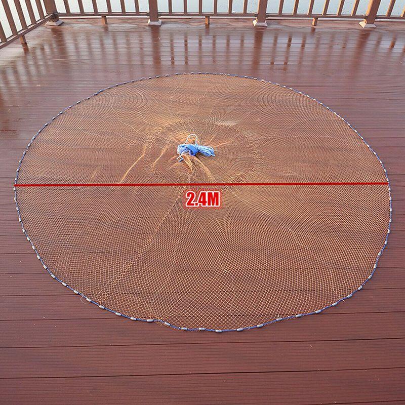 Durable And High-quality 8ft 2.4m Fishing Net With Strong Nylon Mesh For Easy Casting
