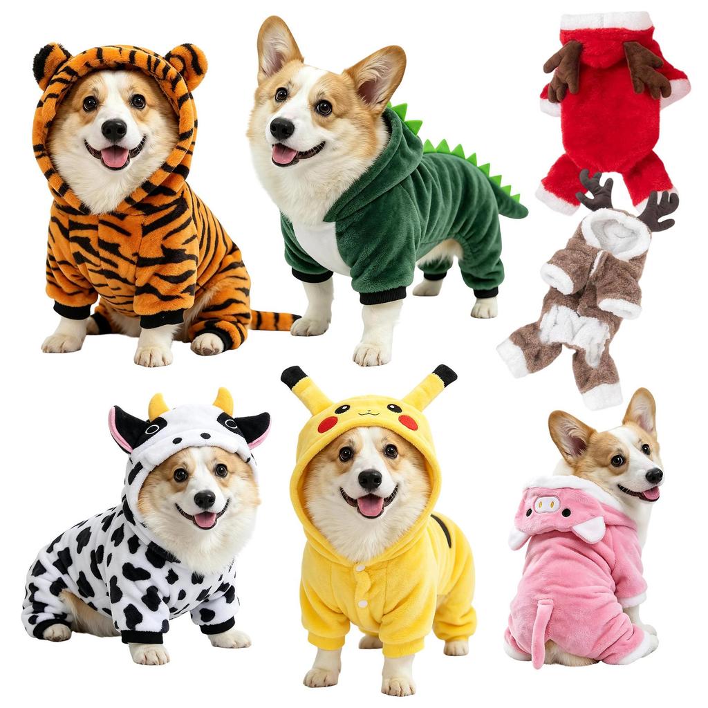 Warm Coral Fleece Dog & Cat Costume for Autumn/Winter - Suitable for Teddy, Corgi, and More