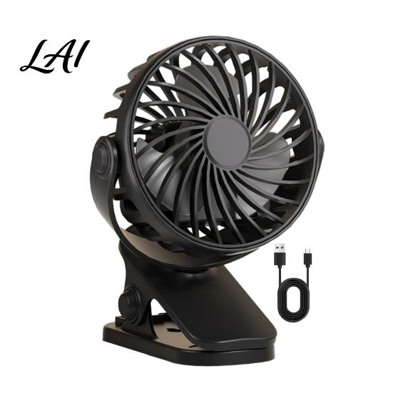 Nízkohlučný přenosný ventilátor s klipem, vestavěné noční světlo, nastavitelná 3 rychlostní, USB dobíjecí, stolní s 720° rotací, tichý, osobní