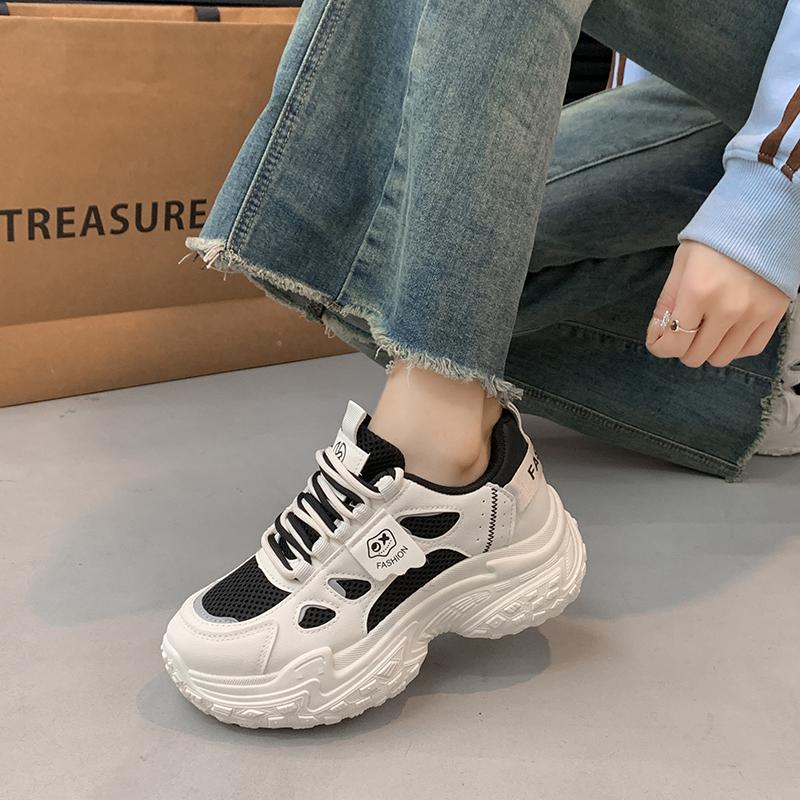 CRLAYDK Designer Chunky Sneakers for Women Lace Up Platform Walking Shoes Ladies Casual Running Sports Mesh Tennis