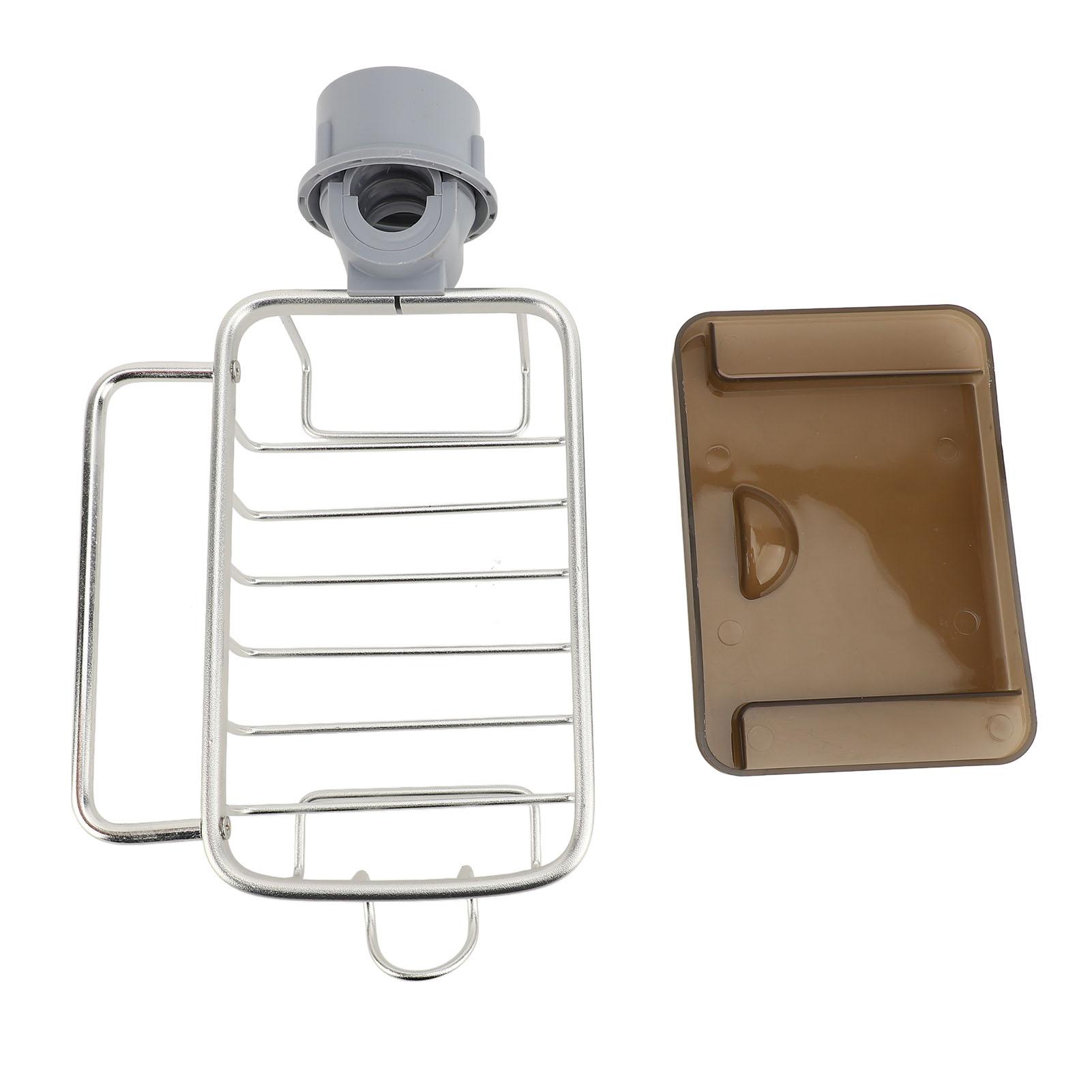 Faucet Sponge Holder Multifunctional Kitchen Sink Caddy Organizer Over Faucet Hanging Faucet Drain R Silver
