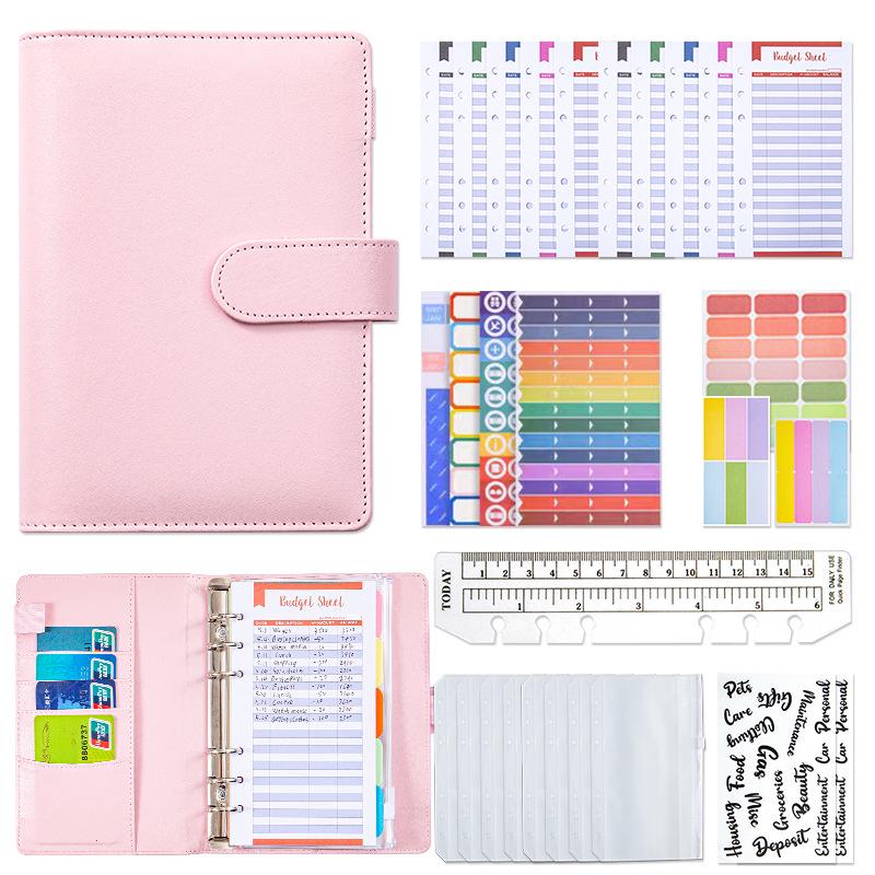 Cross-Border A6 Macaron Cash Budget Notebook with Creative Labelable Journal Binder